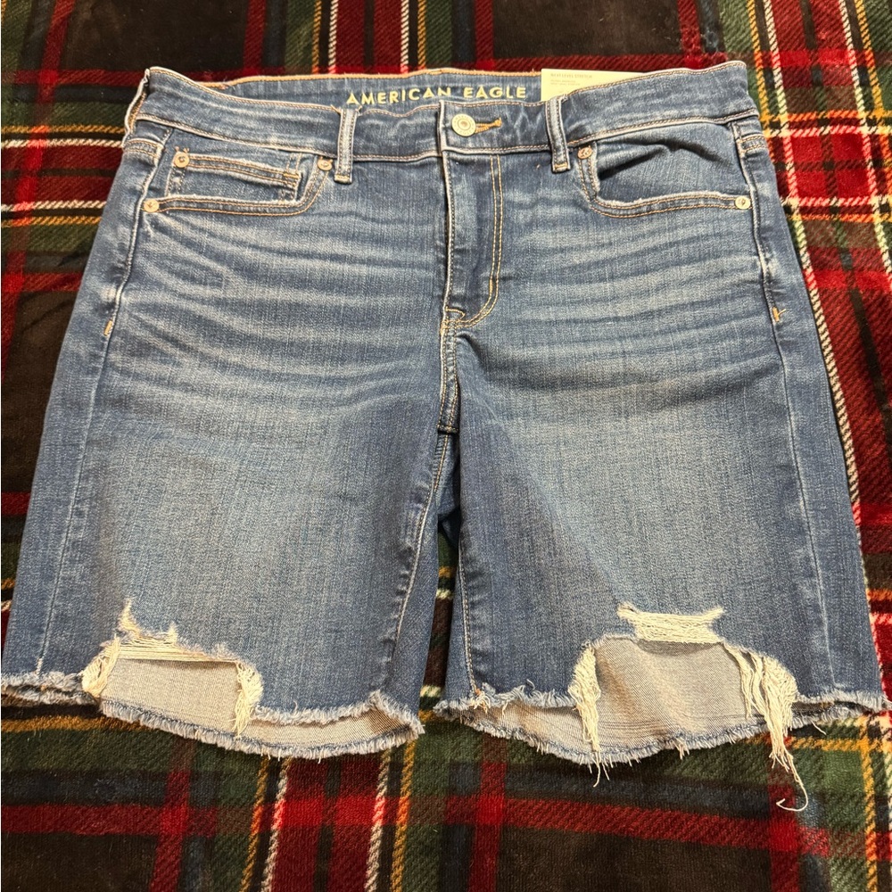 American Eagle Outfitters Blue Bermuda Shorts Distressed Denim